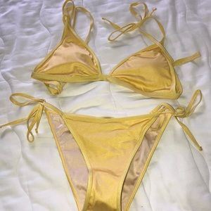 LA hearts yellow triangle bikini